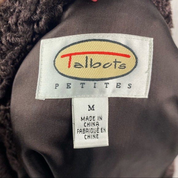 TALBOTS Petites faux shearling brown curly lamb long sleeve jacket - Picture 10 of 11